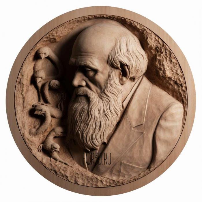 Charles Darwin 1 stl model for CNC